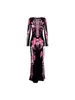 Vestido rosa de manga larga con estampado de calavera para mujer, marca independiente, corte ajustado, atuendo de actuación escénica estilo europeo y americano, nuevo modelo transfronterizo