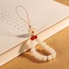Colgante de cadena para teléfono móvil con garra de carbón de Bodhi de jade blanco, hebilla de anilla antipérdida, cordón con cuentas trenzadas a mano, adorno colgante de muñeca corta para mujer