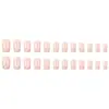 24 Peças de Unhas Rosa Europeias para Francesinha, Adesivos de Unha com Gradiente Clareador, Unhas Vestíveis Mais Vendidas na Europa e América