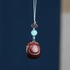 Llavero con cadena para teléfono móvil, diseño de pez pequeño de madera tallada en sándalo verde y sándalo rojo, ideal para amantes de la mochila y como colgante de joyería.