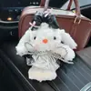 Falda de Cuero Plateado con Lazo de Perlas Estilo Nuevo Colgante de Conejo de Orejas Largas de Felpa Encanto para Bolso de Muñeca de Conejito