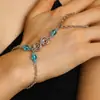 Pulseira de corrente cruzada europeia e americana estilo ins corrente de pérolas simples corrente de dedo multicamadas pulseira de dedo de liga