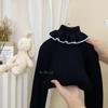 Tricô de Gola Alta Outono e Inverno para Meninas Bebê Menina 2025 Macio Cera Gola Boneca Camada Base Infantil Top de Inverno