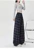 Moda 2025 Calças Casuais Xadrez Preguiçosas Novas Femininas Outono Cintura Alta Perna Reta Todas as Ocasiões Slim Fit Largas