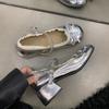 Zapatos Mary Jane de Encaje Francés con Lazo para Mujer 2025 Verano Nuevos Flats Plateados con Realce Interior Zapatos Pequeños de Cuero de Noche
