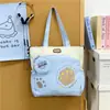 Bolso tote nuevo para estudiantes, gran capacidad, perfecto para sesiones de tutoría, diseño moderno color-blocking, patrón de dibujos animados lindo, gran capacidad, adecuado para ir al trabajo y llevar libros