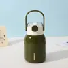 Taza aislada pequeña y robusta de acero inoxidable 316 con asa, tapa abatible, portátil, simple, vaso de agua con popote para el hogar