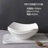 Prato Prato Simples Branco Puro de Quatro Cantos Prato Doméstico de Alto Valor Tigela de Cerâmica Prato de Salada Prato Profundo para Sopa Micro-ondas