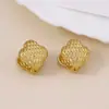 Vintage vintage simple tejido repujado patrón trébol de cuatro hojas hebilla de oreja moda tridimensional diario