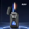 Encendedor de cigarros de llama azul directo th653 transfronterizo, gran capacidad, cámara de gas visible, encendedor portátil recargable