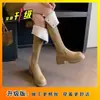 Botas altas de suela gruesa para aumentar la altura para personas bajas, uso bidireccional, plegables, botas Merade color caqui, nuevo estilo 2026
