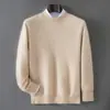 Suéter de caxemira 100% para outono e inverno para homens, gola alta discreta, cor sólida, casual de negócios, suéter de malha base de manga comprida