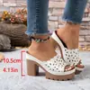 Novedad Verano 2026 Chanclas de Suela Gruesa para Mujer de Comercio Exterior Transfronterizas Talla Grande Punta Descubierta Correa Ancha Chanclas de Suela Gruesa para Mujer