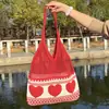 Nova Bolsa Simples de Tecido, Bolsa de Ombro de Grande Capacidade, Moda Versátil Estilo Coreano Celebridade da Internet, Bolsa de Crochê Vazada para Mulheres