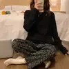 Comercio exterior estilo coreano cara sonriente primavera y otoño populares pijamas para mujer puerta sureste estampado completo cara sonriente ropa de casa se puede usar afuera