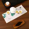 Paño de Cocina al por Mayor Paño de Cocina de Alto Nivel para Té Kung Fu Esterilla para Té Estilo Chino Pintada Tendencia Nacional Engrosada Absorbente de Agua No Suelta Pelusa No se Desvanece Esterilla para Té