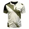 Camisa Henle Masculina com Estampa Xadrez Colorida 3D Moda Streetwear Hip-Hop Gola Henle Fashionável Manga Curta