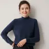 Suave y acogedor~ Suéter de cachemir para bebé de doble grosor para mujer, jersey de punto de cuello medio alto, prenda base para otoño e invierno