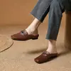 2026 Nuevas Pantuflas Retro para Exteriores para Mujer, Mocasines Casuales de Piel Genuina con Punta Cuadrada, Zapatos para Mujer