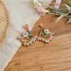 Pendientes de Botón de Gota de Agua Estilo Étnico Moda Lujo Ligero Gama Alta Simples Exquisitos Pendientes Retro Versátil Joyería para Orejas de Temperamento