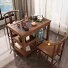 Mesa de Té Pequeña Exquisita para Balcón 2025 Nuevo Juego de Té para el Hogar de Madera Maciza Mesa de Té Integrada Juego Completo de Gabinete de Té Móvil