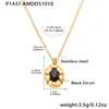 Rueda de la Fortuna Patrón Ovalado Francés Tallado Colgante Estéreo de Circonita Negra Cadena para Clavícula Collar Personalizado que No se Desvanece para Mujeres