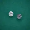 Contas Cilíndricas de Prata de Lei S925 com Padrões Estilo Chinês, Contas Espaçadoras Ufo, Pulseira de Corda Trançada Artesanal de Prata Pura, Acessórios de Contas Soltas para Pulseiras de Cristal