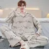 Novo Conjunto de Pijama de Algodão Puro Soltinho Plus Size para Primavera e Outono de 2026, Conjunto Fofo de Casa com Desenho de Gato Preto