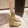 Botas Femininas Curtas Elegantes Bico Fino Salto Gatinho Estilo Francês, Novidade Outono/Inverno 2026