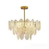 Lámpara de Comedor de Cristal Moderna y Elegante con Vidrio Repujado, Candelabro de Lujo y Gama Alta para Sala de Estar y Dormitorio