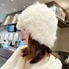 Sombrero de Felpa para Mujer con Orejas de Conejo Protectoras y Circunferencia de Cabeza Grande, Tejido a Crochet Hecho a Mano para Otoño e Invierno, Adelgazante, Cálido, Suave y Engrosado