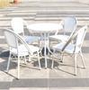 Mesa y Silla de Exterior con Combinación de Sombrilla Ocio Cafetería Jardín Terraza Silla de Malla Muebles Hierro Blanco Mesa y Silla de Exterior