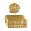 Adesivos com Estampagem Dourada, Adesivos Relevo Prata Fosco, Adesivos Decorativos, Adesivos Selo para Envelope em Formato de Coração Dourado, Adesivos de Selagem