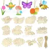 12 Estilos Adornos de Madera en Blanco Mariposa Libélula Caracol Flor Forma Decoración del Hogar Manualidades