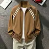 Jaqueta bomber listrada estilo americano para homens, para usar no início do outono, jaqueta baseball curta estilosa, casaco casual versátil para o dia a dia