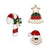 Meias de Natal Versáteis Novas Europeias e Americanas Árvore de Natal Pintura de Alce Emblema a Óleo Broche Pequeno Conjunto de Três Peças Feminino Acessórios Atacado