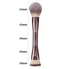 Brocha de maquillaje portátil de un solo mango y doble extremo, color café, transfronteriza, que incluye una brocha para base con forma de lengua y una brocha para contorno, con cerdas suaves, ideal para principiantes