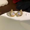 Pendientes de plata galvanizada con oro auténtico, con forma de aguja irregular, con diamantes y perlas, de alta gama, modernos y elegantes, para mujer.