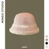 Sombrero de Pescador Otoño e Invierno Nuevo para Mujer Tejido Facial Pequeño Moda Versátil Color Sólido Sombrero Cubeta Felpa de Cordero Cálido Frío Agua