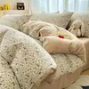Juego de ropa de cama de cuatro piezas 100% algodón de Clase A, funda de edredón de algodón y lino 100% algodón puro, sábana bajera, sábana bajera de estilo vintage para casas de huéspedes, nuevo modelo 2026