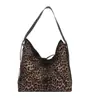 Bolso Tote de Gran Capacidad con Lazo de Leopardo para Mujer, Nuevo Estilo Americano Retro 2025, Bolso de Hombro, Bolso Casual