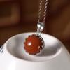 Yilu plata S925 plata esterlina ágata roja del sur personalidad retro Ruyi temperamento aretes colgantes anillo traje de juego de tres piezas