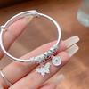 Pulsera de Plata Esterlina 9999 de Pie de Mariposa Moneda Sólida Passepartout Nicho Pulsera de Alta Gama para Regalo de Cumpleaños de Novia