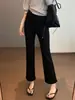 La primavera no es demasiado tarde. Pantalones negros ajustados de campana/¡adelgazantes y que alargan las piernas! Pantalones de pierna recta que realzan la forma de la pierna, pantalones negros minimalistas sin cintura