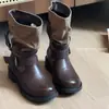 Botas Western Estilo Europeu e Americano Fivela Retrô Botas Plissadas Empilhadas Botas de Cavaleiro Femininas 2026 Novo Estilo Botas Acima do Joelho