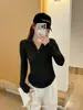 Thirteen LinesKAPOKElegante cuello polo lana versátil suéter de punto acanalado (contiene 30% lana) 26F079
