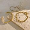 Jieding Europa y América Pulsera de Acero Inoxidable Dorado 18k Zircón Sentido Avanzado Pulsera Abierta Acero Titanio Joyería Ins Transfronteriza