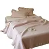 Manta de Encaje Algodón Puro Estilo Coreano Romántico Juego de Tres Piezas Lavada a la Arena Cubierta de Cama de Algodón Puro Antimanchas Habitación de Niña Rosa Extragrande Ancha