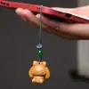 Lindo Colgante Llavero Perro Canela Zodiaco Hecho de Palo de Rosa, Divertido Accesorio para Cadena de Bolso y Teléfono