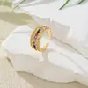 Anillo de Zirconia Más Vendido de Amazon Chapado en Oro de 18 Quilates Corazón Abierto Diamante Colorido de Nicho Europeo y Americano Anillo de Alta Gama